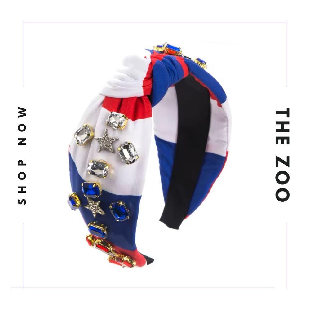 Jeweled Red White and‎ Blue Headband Rhinestones